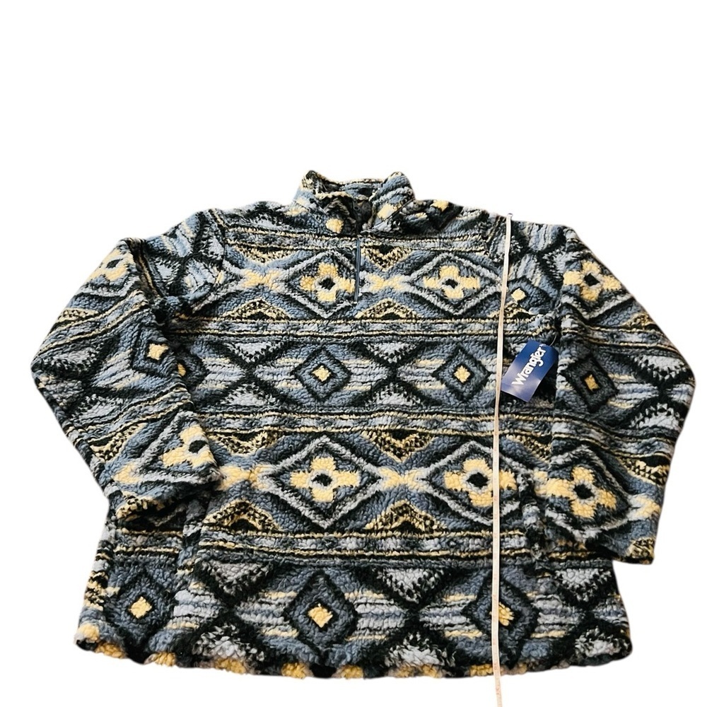 Wrangler Geometric Knit Sweater - Blues and Cream Size Large NWT - Picture 9 of 12